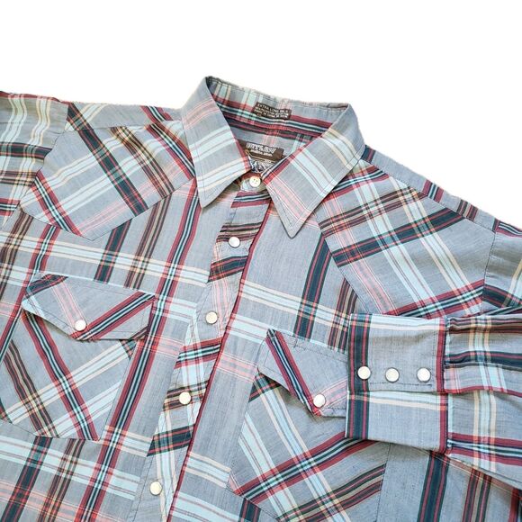 Vintage Outlaw Western Wear Size 2XL Tall Mens Pearl Snap Long Sleeve Button - Picture 1 of 6